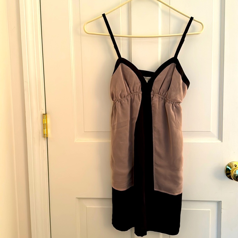 NWT Silence + Noise Beige and black color block dress with Adjustable straps.